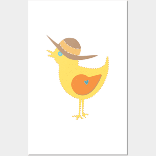 Summer Bird With Hat Posters and Art